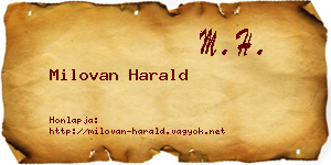 Milovan Harald névjegykártya